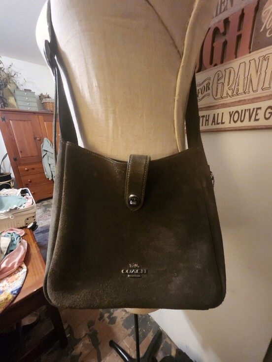 Coach Handbags - Coach Green Suede Crossbody Bag